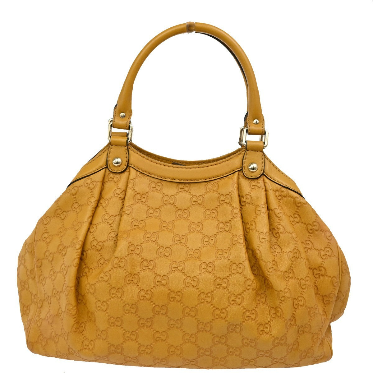 GUCCI GG Sukey Charm Hand Tote Bag Leather Yellow GHW 493492 85TA113