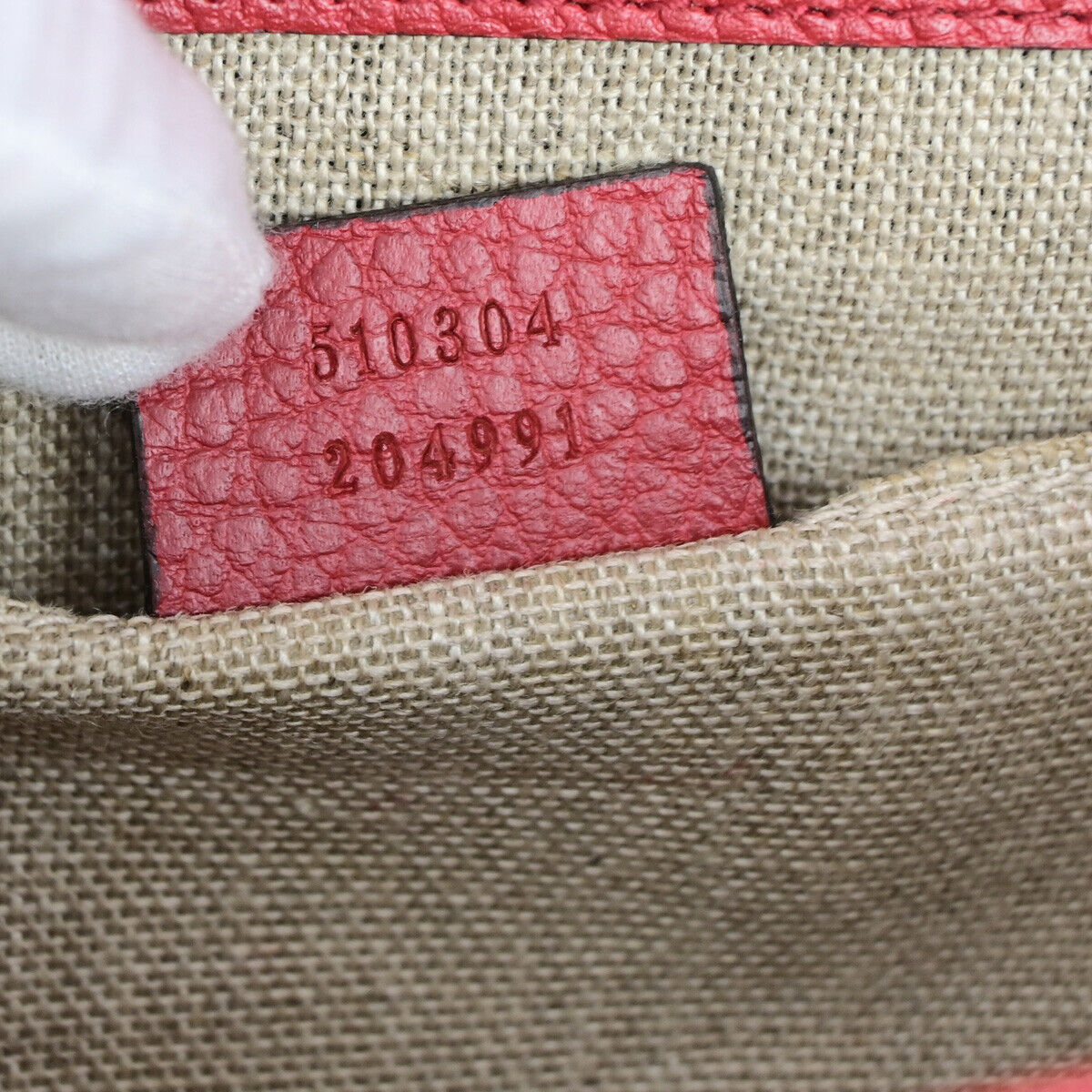 GUCCI Logo Interlocking G Mini Chain Shoulder Bag Leather Red GHW Italy 93YF653
