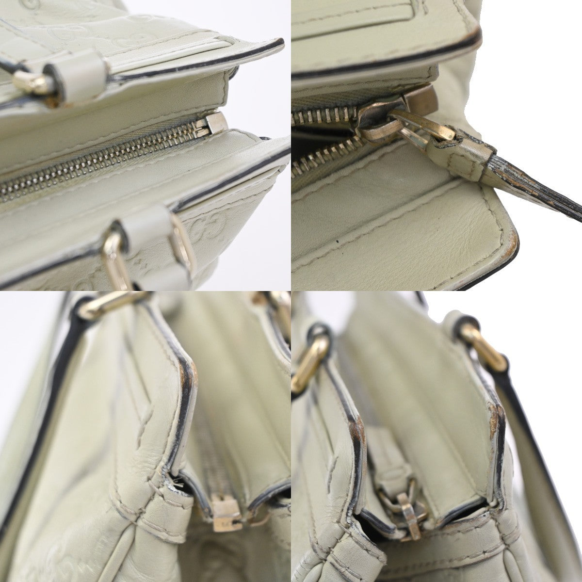 GUCCI GG Guccissima Mayfair Bow Shoulder Hand Bag Leather Italy White 62CA786