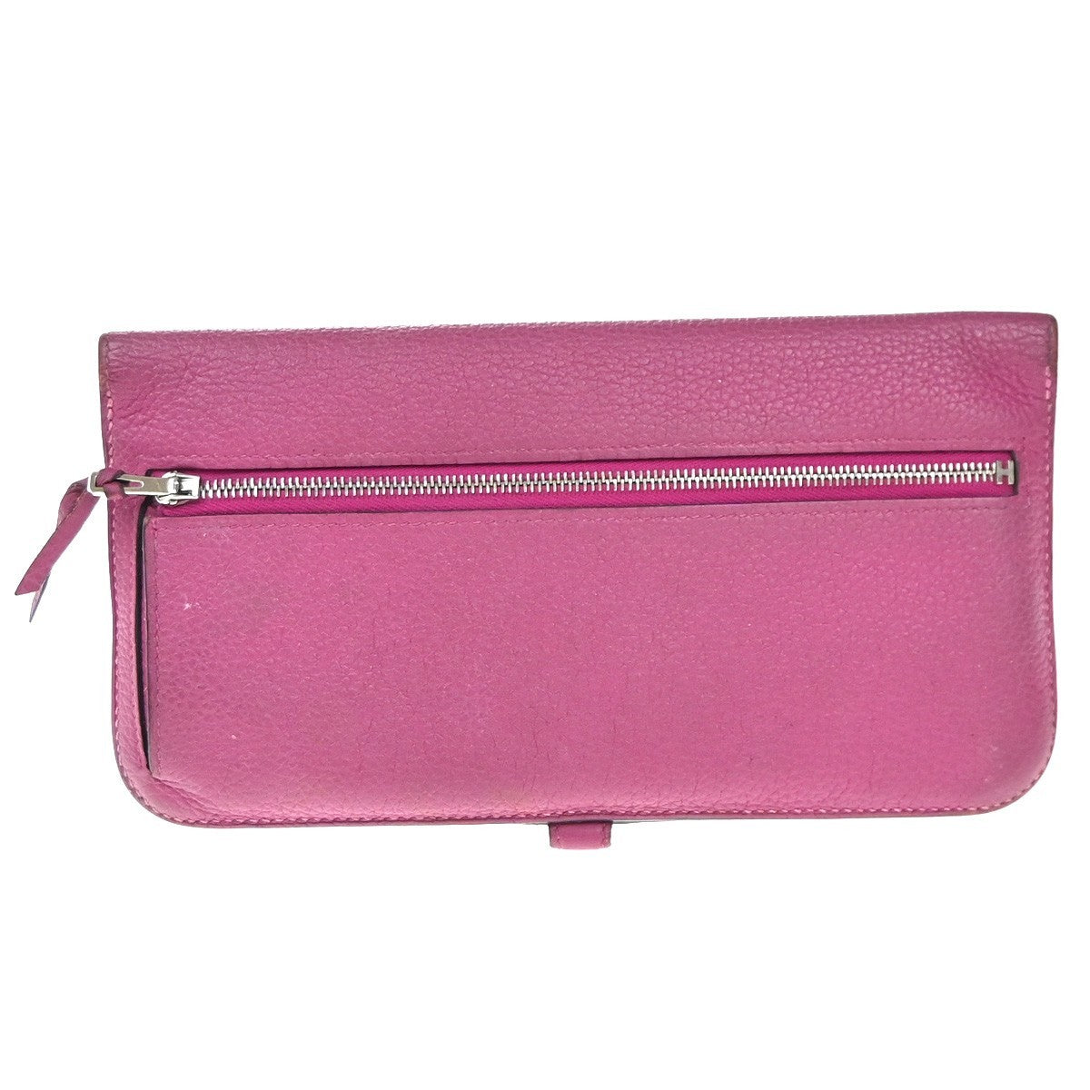 HERMES Logos Dogon GM Long Bifold Wallet Togo Leather Pink SHW 35RP163