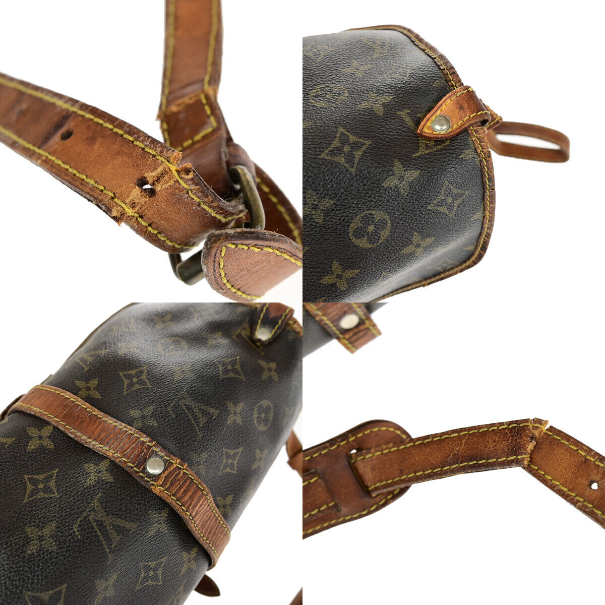 LOUIS VUITTON Logo Saumur 30 Shoulder Bag Monogram Leather Brown M42256 09YE885