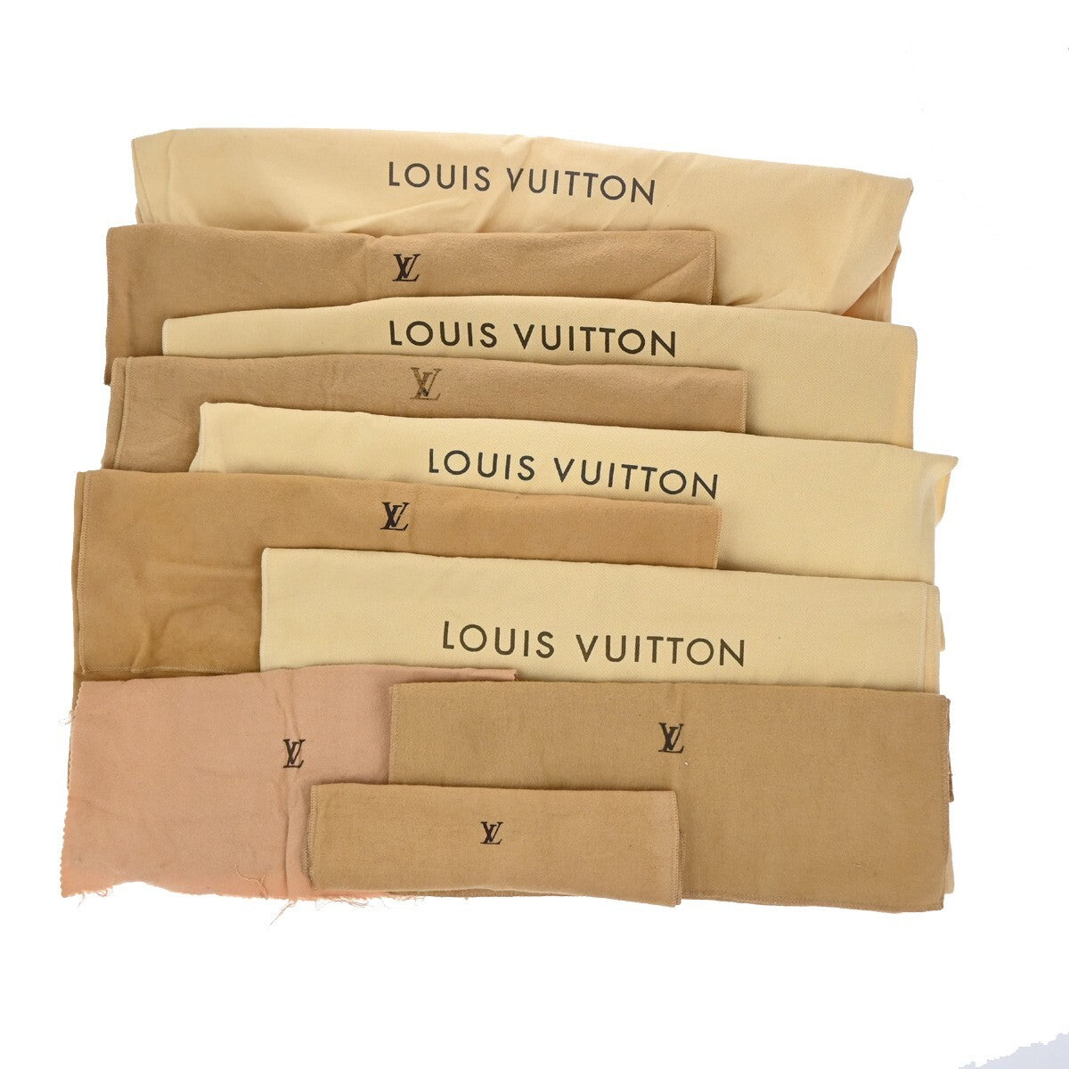LOUIS VUITTON Logo 10 Set Dust Bag Drawstring Canvas Cotton Beige Brown 09EE130