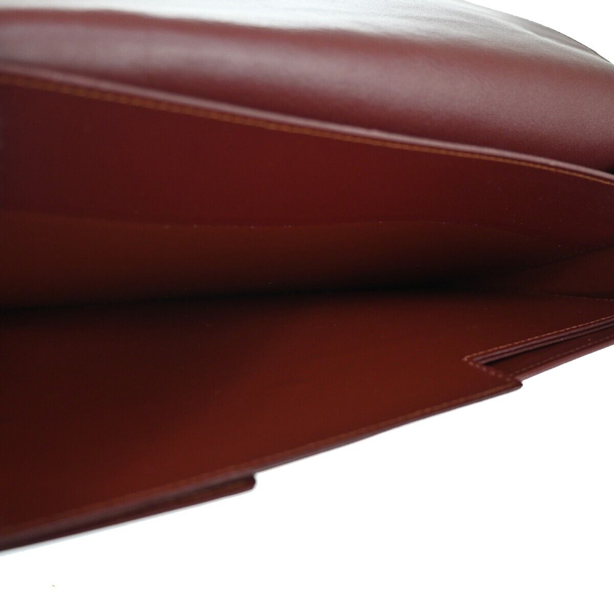 MUST DE CARTIER 2C Logo Wallet Clutch Hand Bag Leather Bordeaux Gold 07EA095