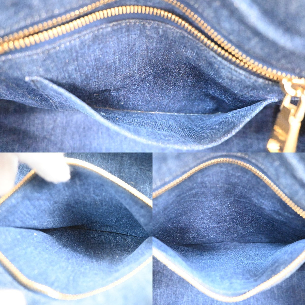 PRADA MILANO Logo Canapa Tote Handbag Denim Canvas Navy Blue GHW 16CA844