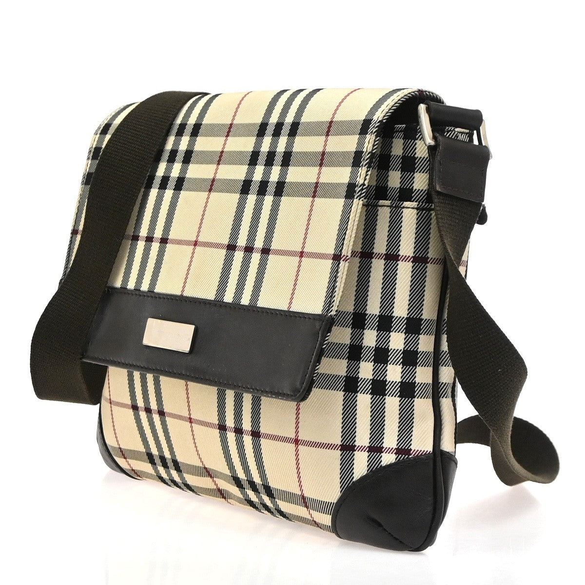 BURBERRY Logo Nova Check Shoulder Hand Bag Canvas Leather Beige GHW 38CB027