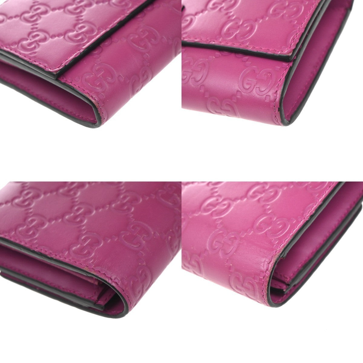 GUCCI Logo Guccissima GG Pattern Long Bifold Wallet Leather Pink GHW 04KP280