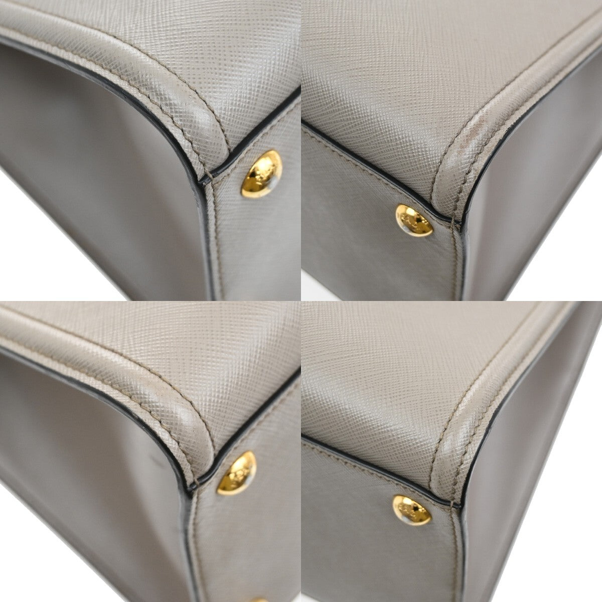 PRADA Logo Saffiano 2Way Shoulder Hand Tote Bag Leather Gray GHW 51RF290