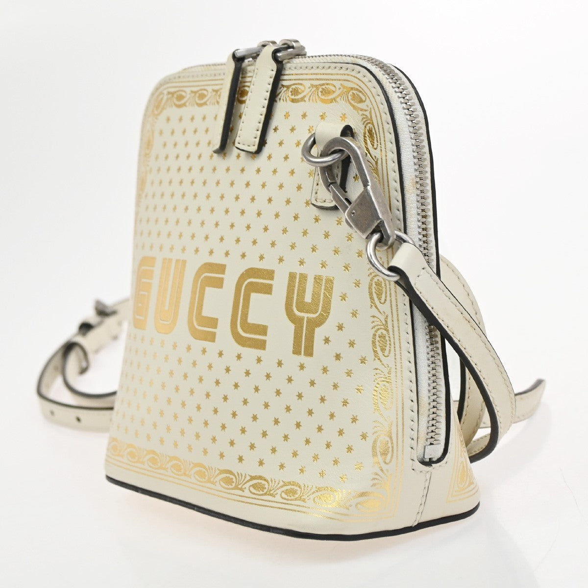 GUCCI Logo SEGA GUCCY Crossbody Mini Shoulder Bag Leather White Italy 73KC839
