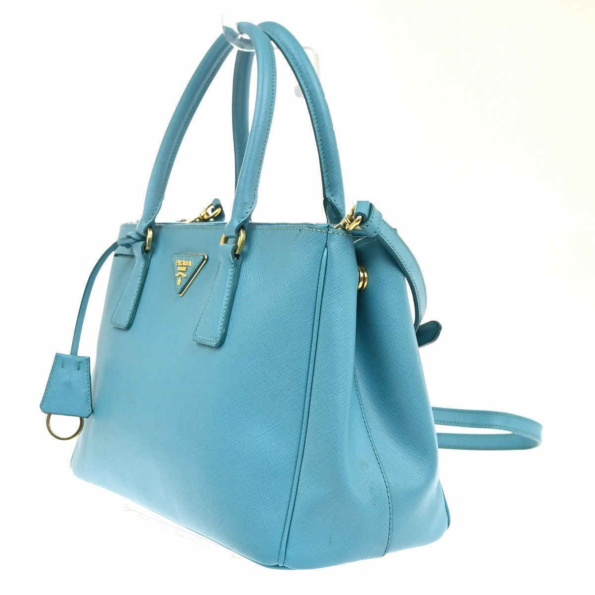 PRADA Galleria 2way Shoulder Hand Bag Saffiano Leather Blue Italy GHW 12KC931