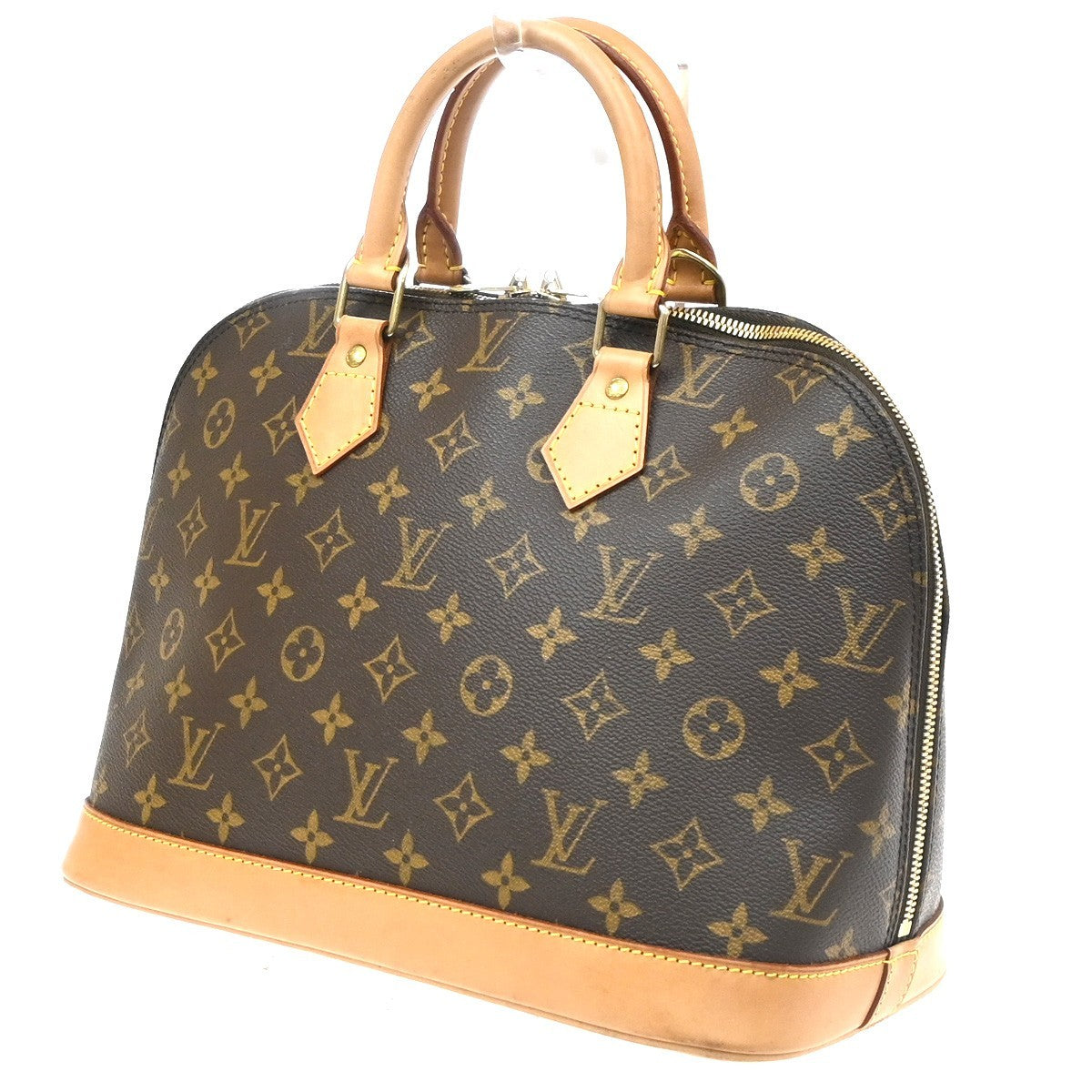 LOUIS VUITTON LV Logo Alma Hand Bag Monogram Leather Brown France M51130 88SA164