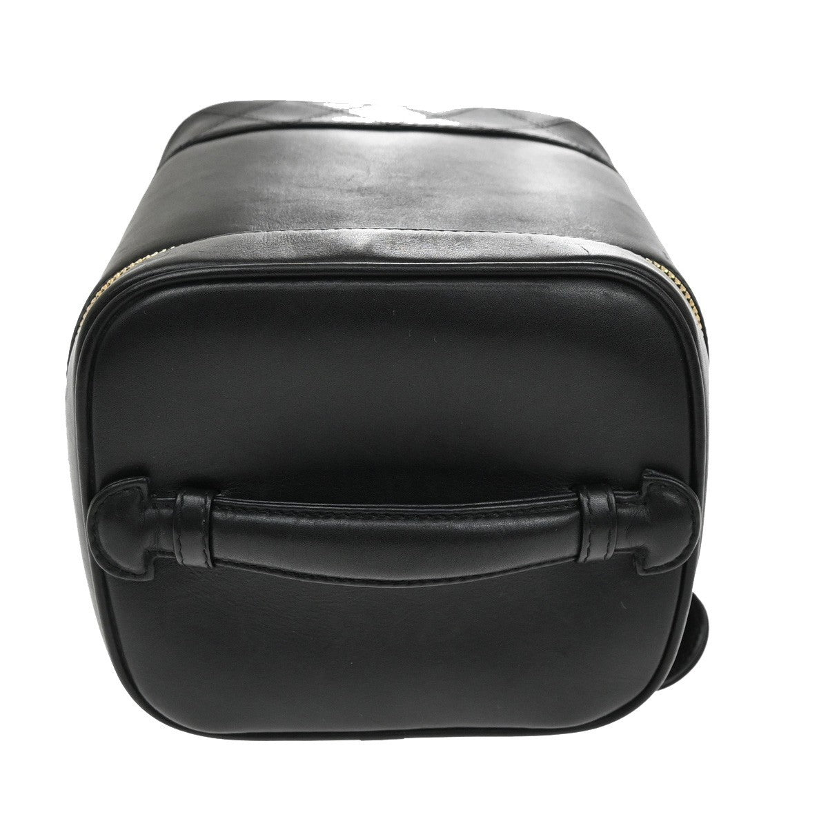 CHANEL CC Logo Bicolore Vanity Hand Bag Leather Black GHW Italy 76KB414