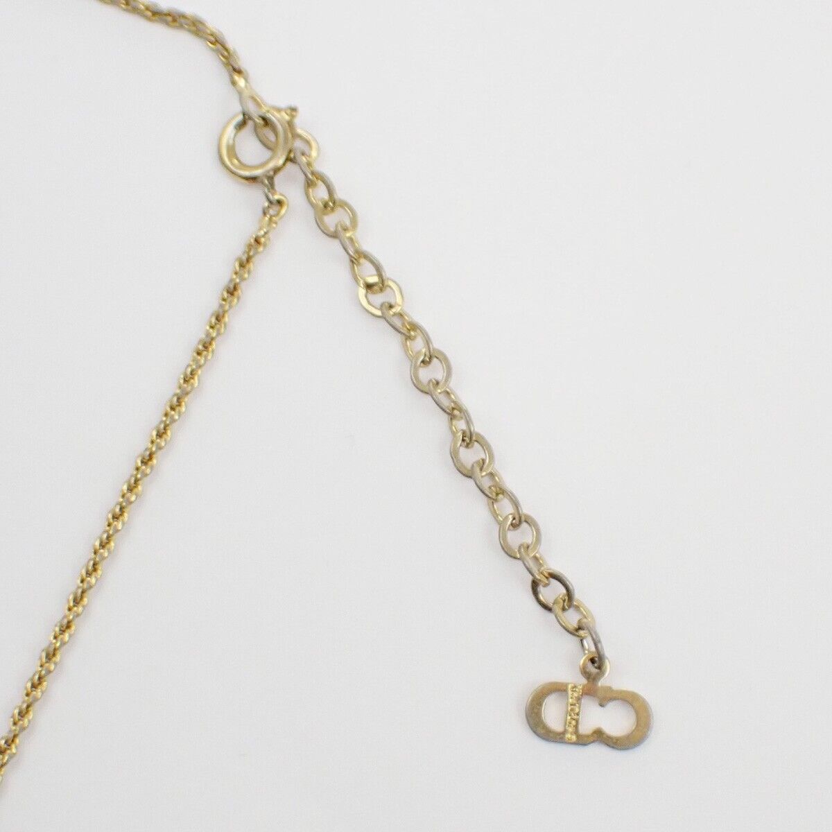 CHRISTIAN DIOR CD Logo Pendant Charm Necklace Gold Accessory 04ED431