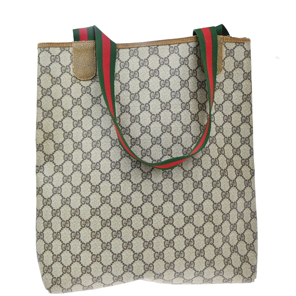 GUCCI Logo GG Sherry Line Shoulder Hand Bag PVC Leather Brown GHW Italy 02MA680