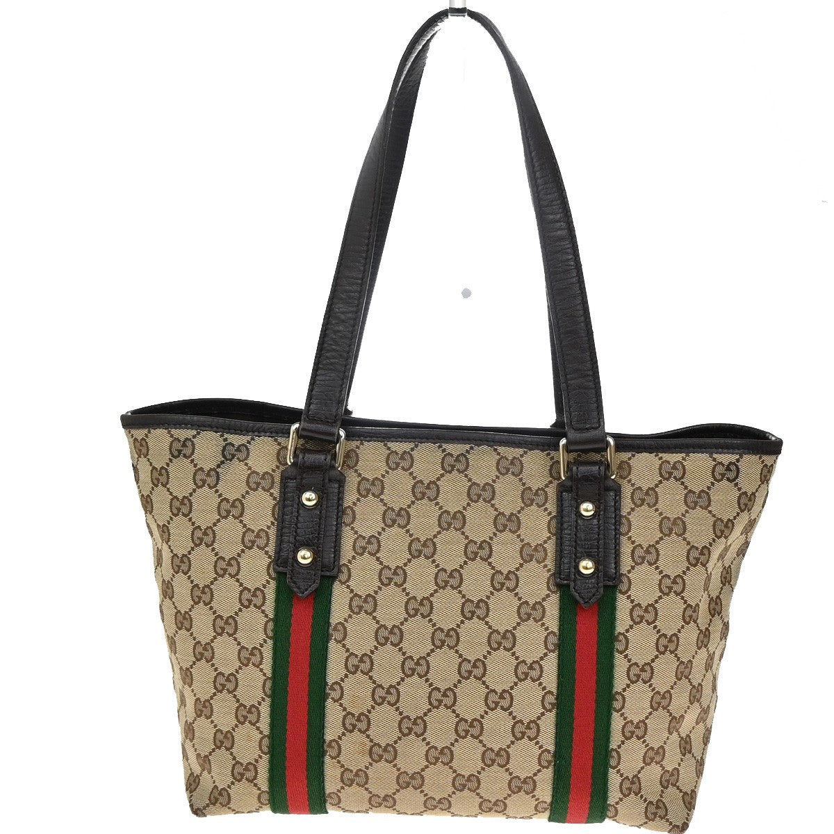 GUCCI Logo Sherry GG Pattern Shoulder Bag Canvas Leather Brown Italy 34YH198