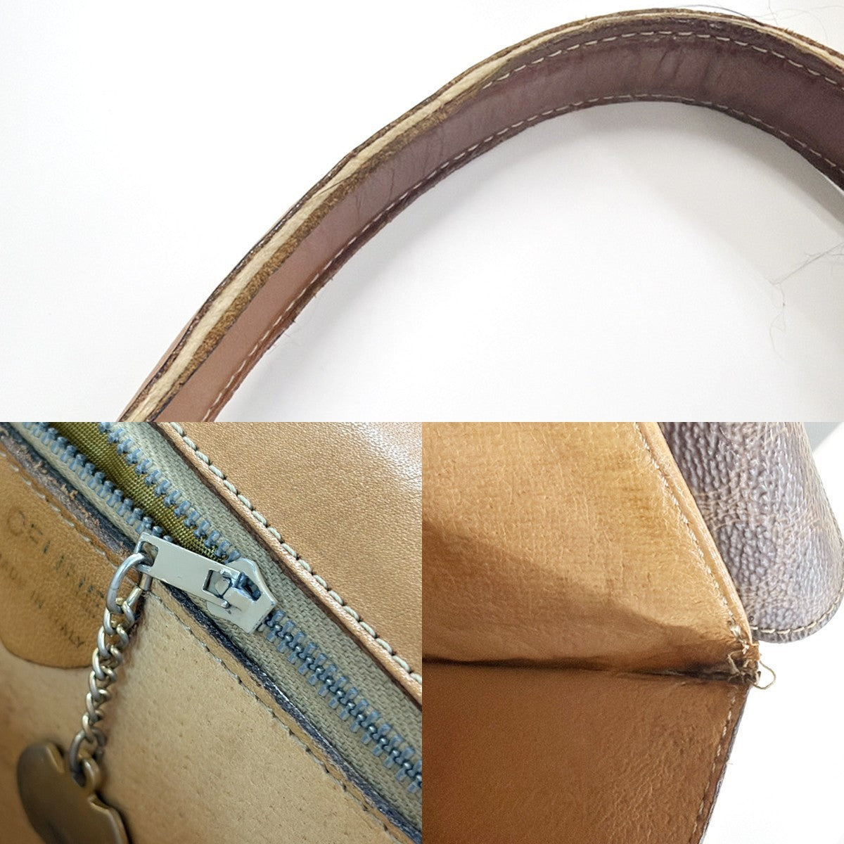 CELINE Logo Macadam Pattern Hand Bag PVC Leather Brown GHW Italy 61KB708