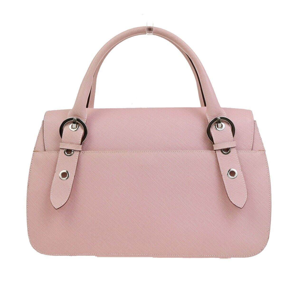 SALVATORE FERRAGAMO Gancini Hand Bag Leather Pink Silver Made in Italy 62KA535