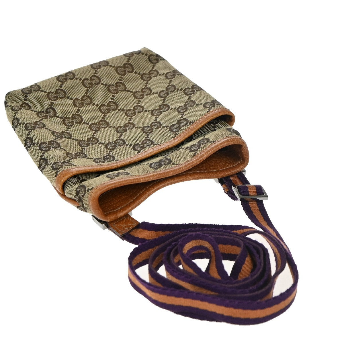 GUCCI Logo GG Pattern Mini Shoulder Bag Canvas Leather Brown 65KP329