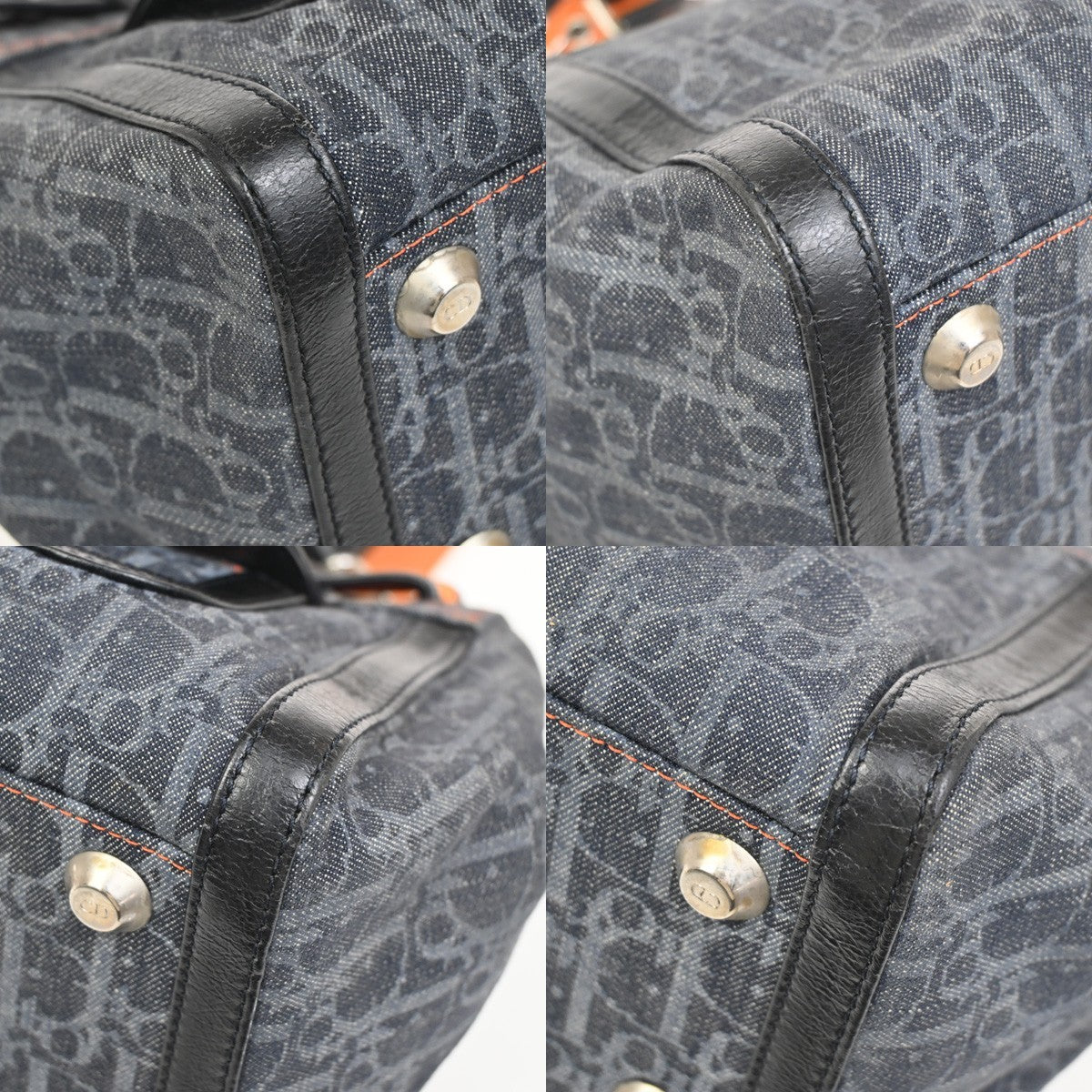 CHRISTIAN DIOR Trotter Flight Hand Tote Bag Denim Leather Blue SHW Italy 50ZA292