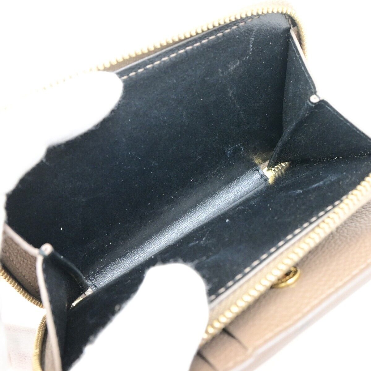 SAINT LAURENT YSL Logo Compact Bifold Wallet Purse Leather Brown 34KA400