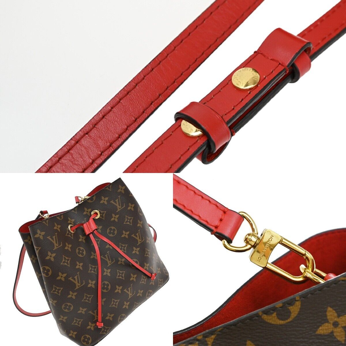 LOUIS VUITTON Neo Noe MM Drawstring Shoulder Bag Monogram Red M44021 669RF240