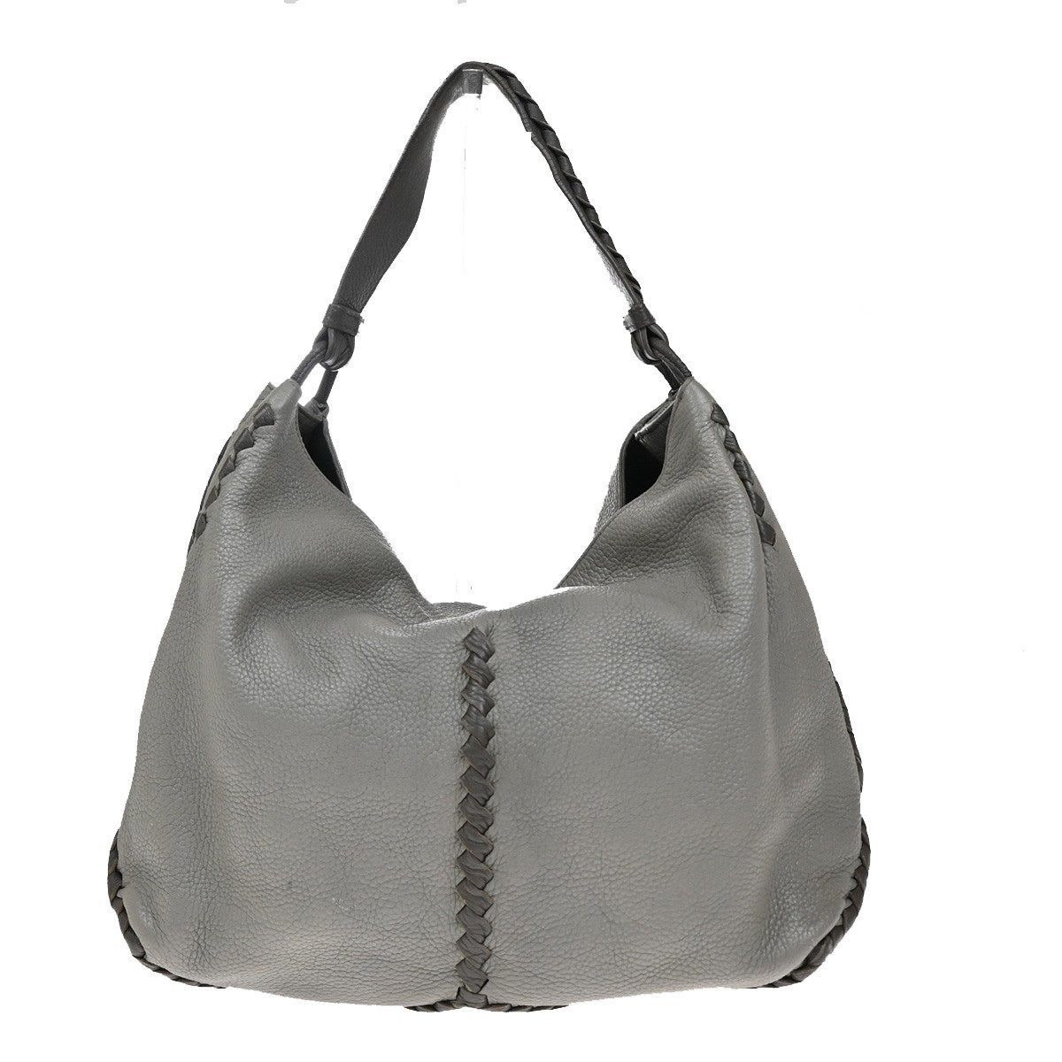 BOTTEGA VENETA Logo Hobo Shoulder Hand Bag Leather Gray Italy 31KB181