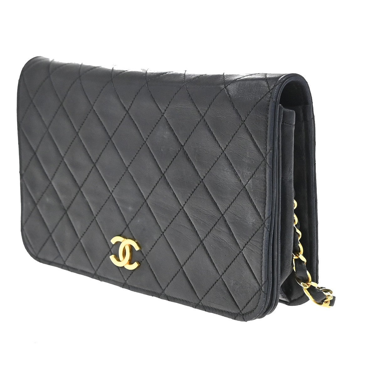 CHANEL CC Matelasse 23 Full Flap Chain Shoulder Bag Leather Black GHW 52RP019