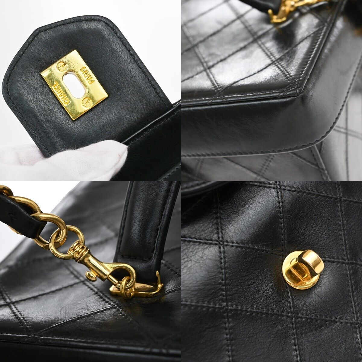 CHANEL CC Logo Bicolore 2Way Vanity Shoulder Hand Bag Leather Black GHW 653RF235