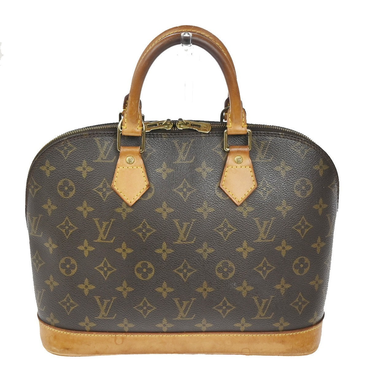 LOUIS VUITTON LV Logo Alma Hand Bag Monogram Leather Brown France M51130 88TA543