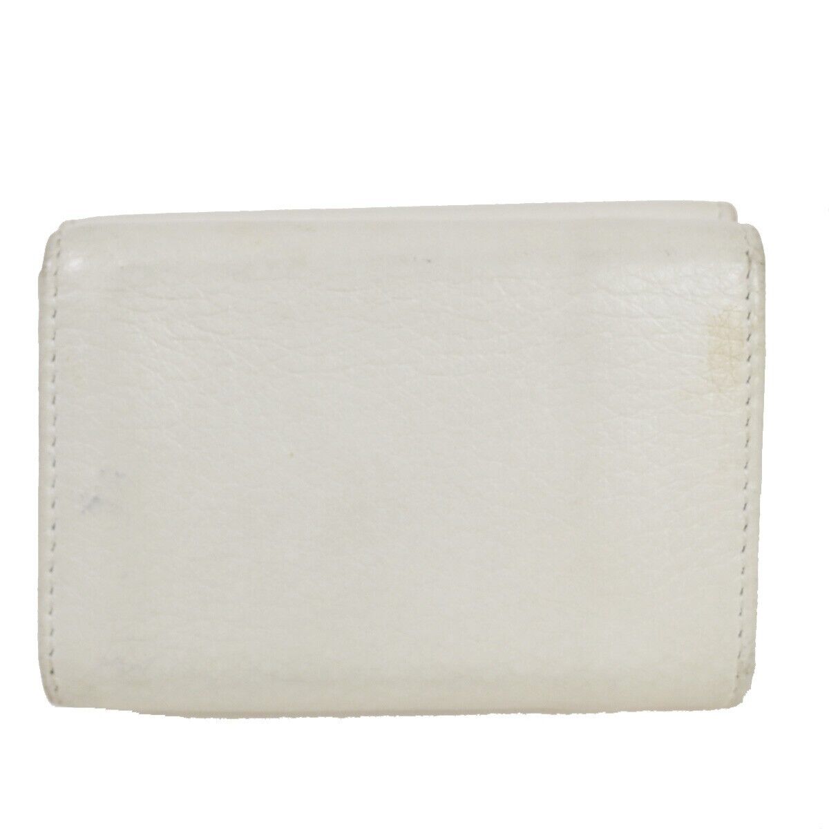 BALENCIAGA Logo Everyday Mini Trifold Wallet Purse Leather White Italy 30GA675