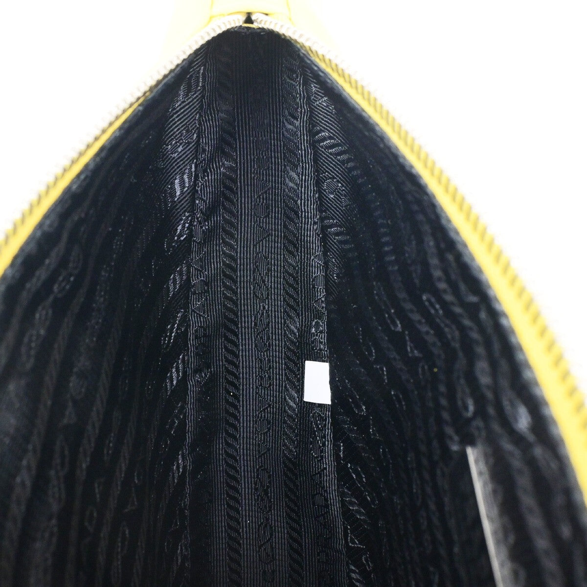 PRADA Logo Triangle Clutch Hand Bag Grace Lux Leather Yellow Sole SHW 43RK741