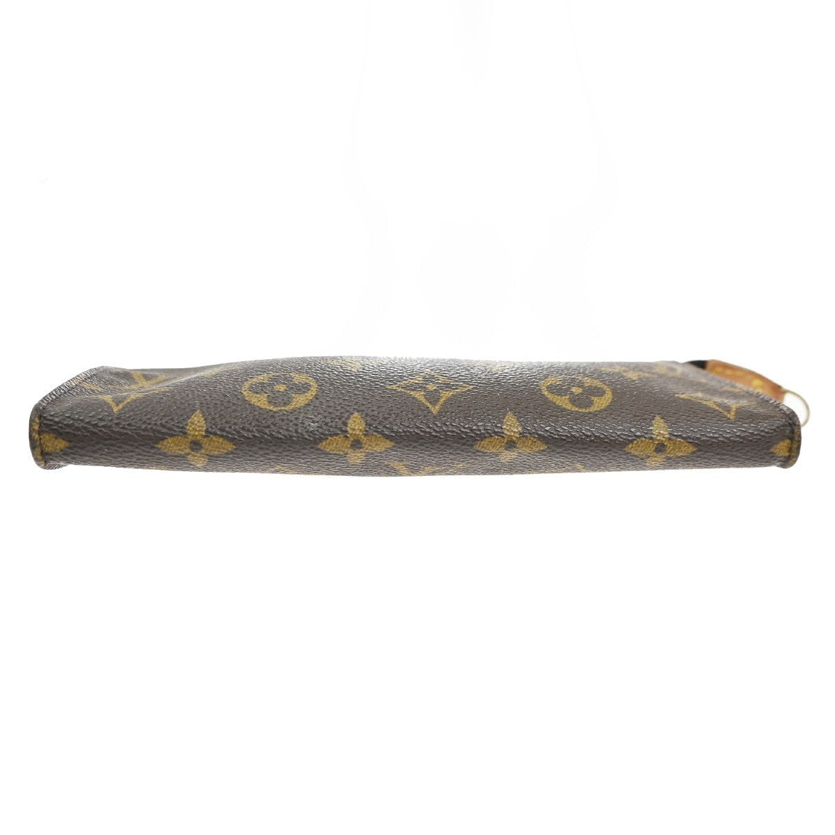 LOUIS VUITTON LV Logo Bucket GM Pouch Bag Monogram Leather Brown Gold 05MA329