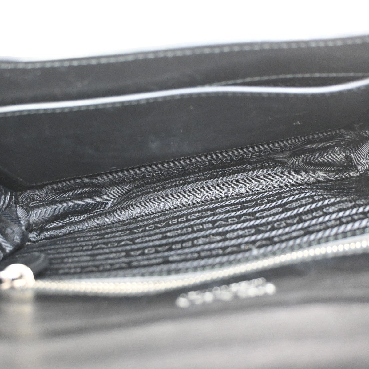 PRADA Logo Metal Ribbon Mini Shoulder Bag City Calf Leather Black SHW 79YJ076