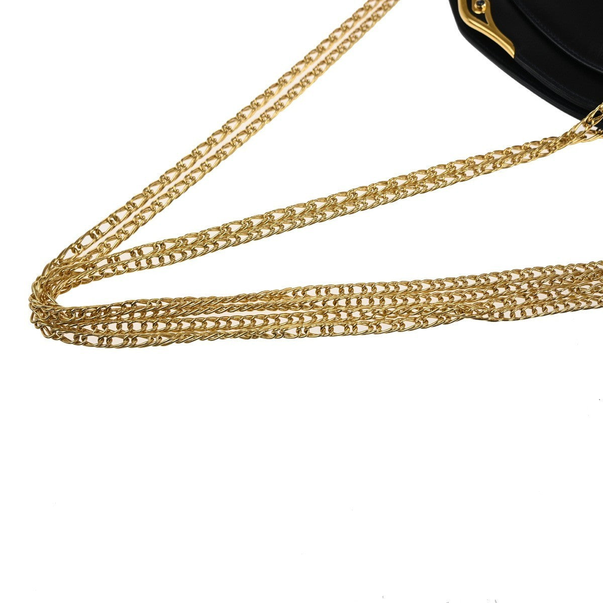 CARTIER Sapphire Line Logo Chain Shoulder Bag Leather Navy BE GHW France 80MA209