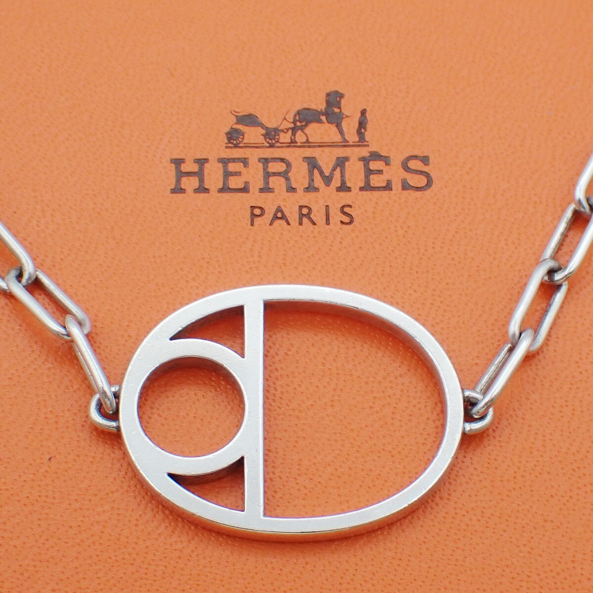 HERMES Chaine D'ancre Enchainee Game Chain Pendant Necklace 925 Silver 58RF339