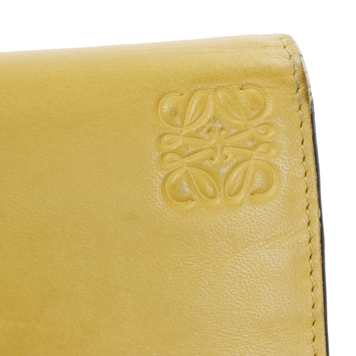LOEWE Anagram LOGO Bifold Long Wallet Leather Yellow SHW Spain 01KD056