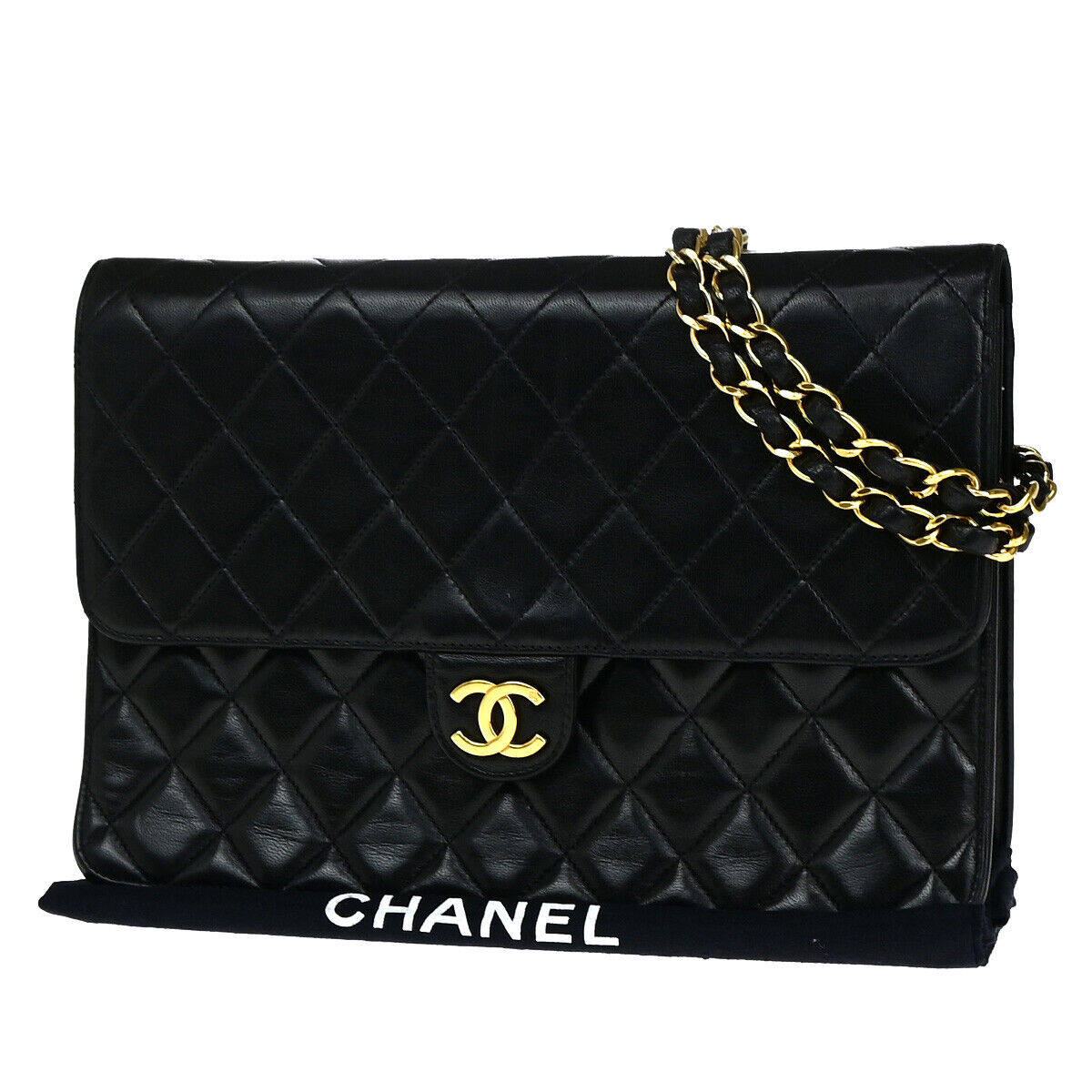 CHANEL CC Matelasse 25 Chain Shoulder Bag Leather Black GHW Vintage 392RJ899