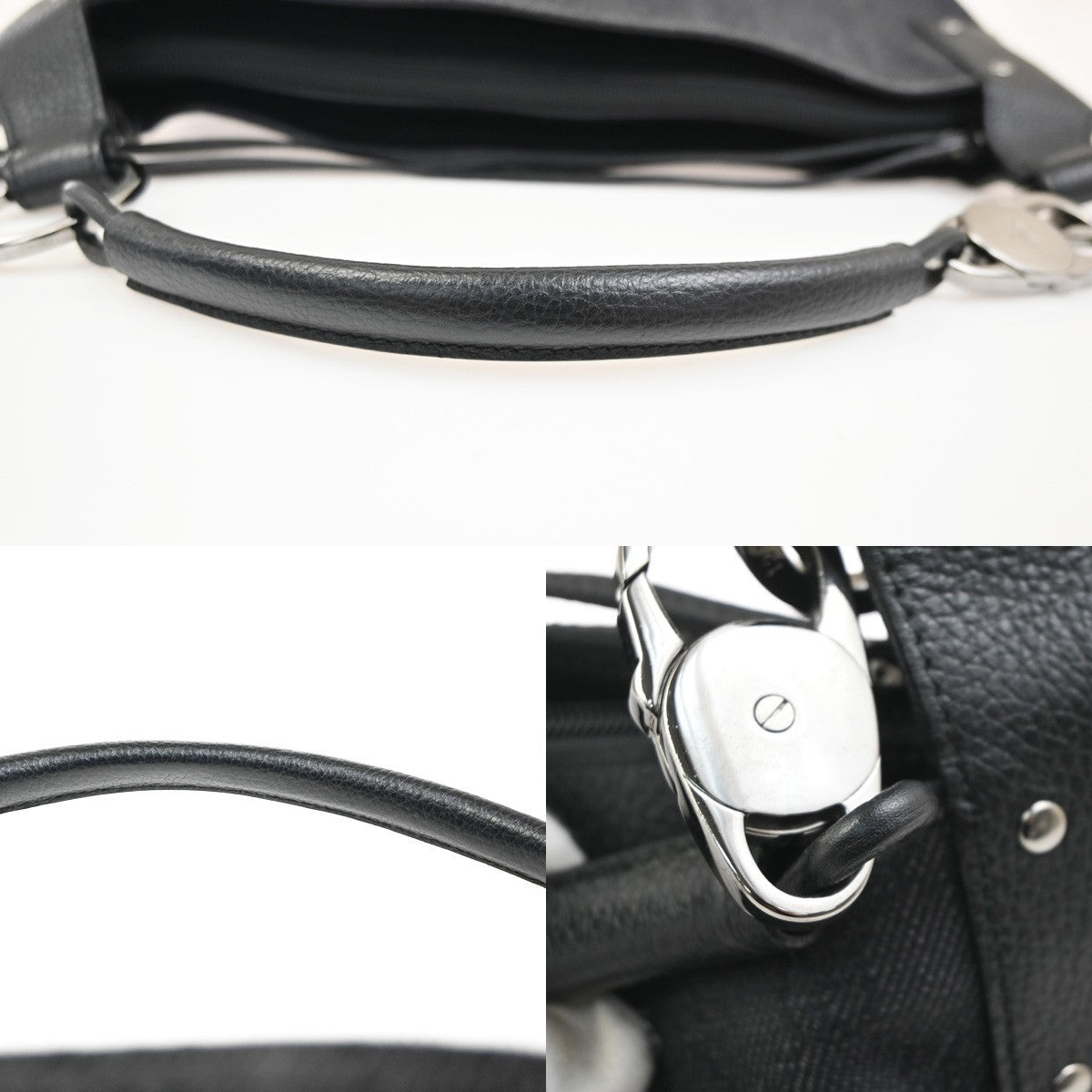 GUCCI Logo GG Pattern Shoulder Hand Bag Canvas Leather Black SHW Italy 79MA492