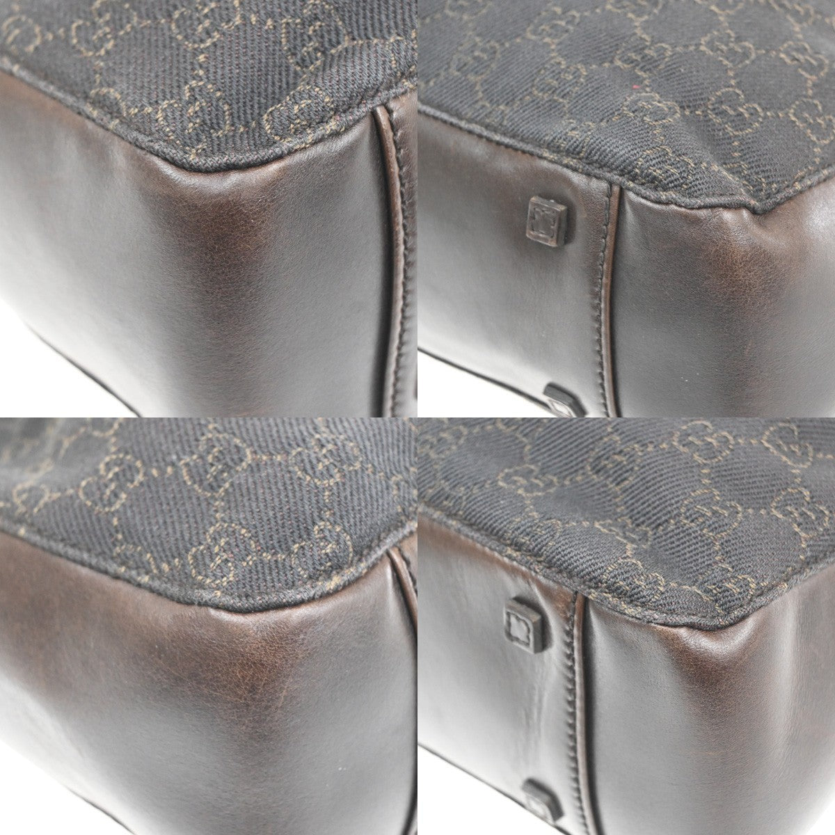 GUCCI Logo GG Pattern Shoulder Tote Hand Bag Canvas Leather Brown Italy 38MA585