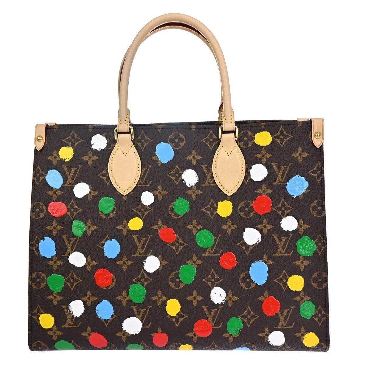 LOUIS VUITTON LV × YK OnTheGo MM Hand Bag Monogram 3D Dots Brown M46379...