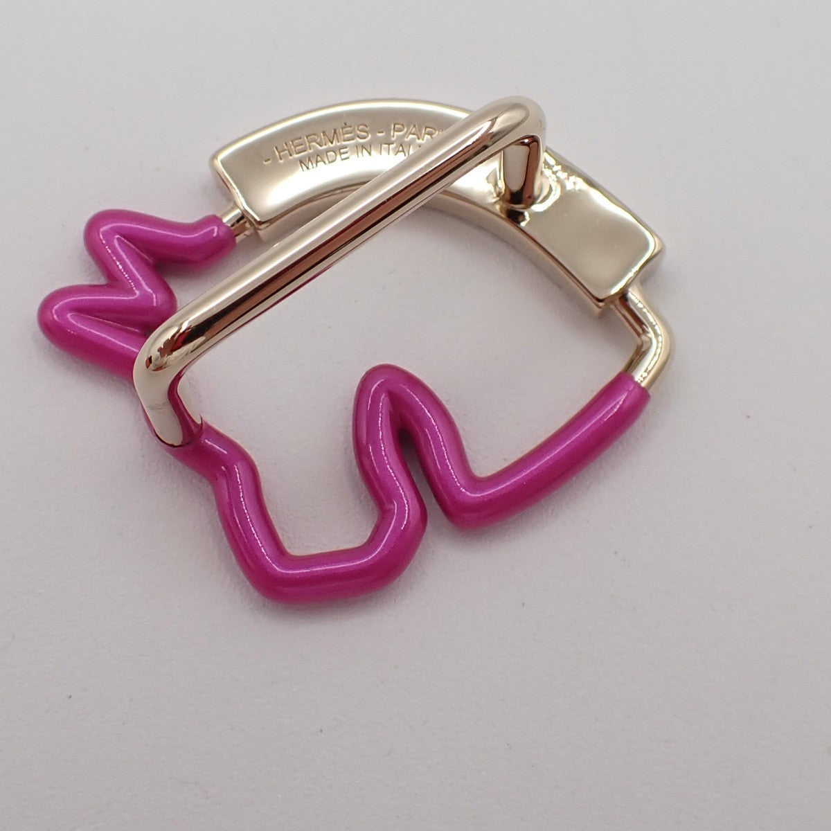 HERMES Logo Horse Cheval Neon Scarf Ring GHW Accessory 30LC611