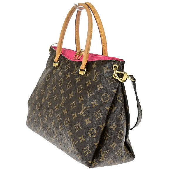 LOUIS VUITTON Pallas 2Way Hand Bag Monogram Leather Brown Pink M41147 51RK715
