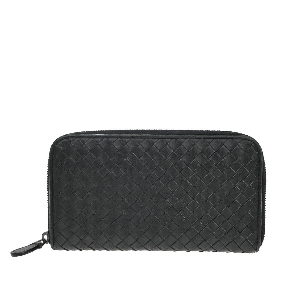 BOTTEGA VENETA Intrecciato Zipper Around Long Wallet Leather Black Italy 65KP223
