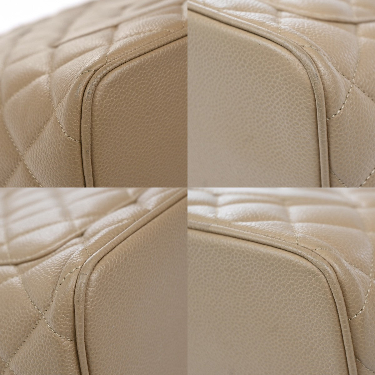 CHANEL Medallion Matelasse Shoulder Bag Grained Calfskin Leather Beige 648RF884