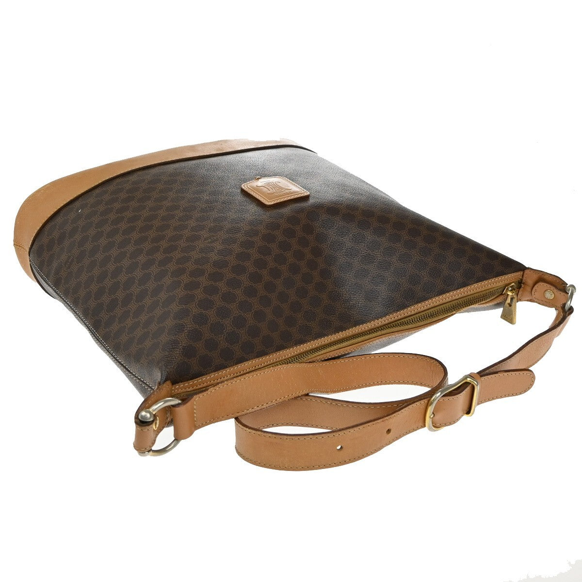 CELINE Logo Macadam Pattern Hand Bag PVC Leather Brown GHW Made in Italy 04EE149