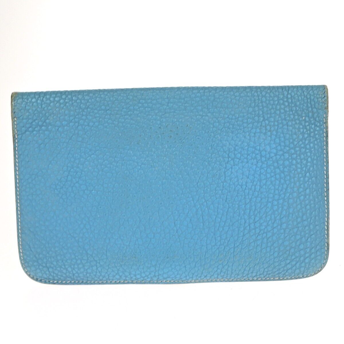 HERMES Dogon GM Coin Case Bicolor Bifold Wallet Togo Leather Bleu Jean 32KA284