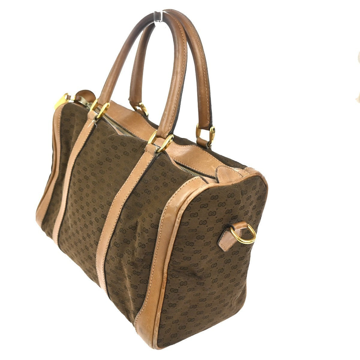 GUCCI Micro GG Pattern Hand Bag Canvas Leather Brown Beige GHW Italy 60TA467