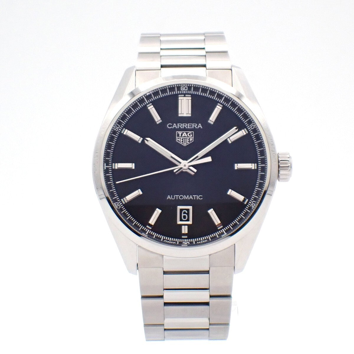 TAG HEUER Carrera Calibre 5 Dayte 39mm WBN2110 Watch Black Dial SS 310LC534