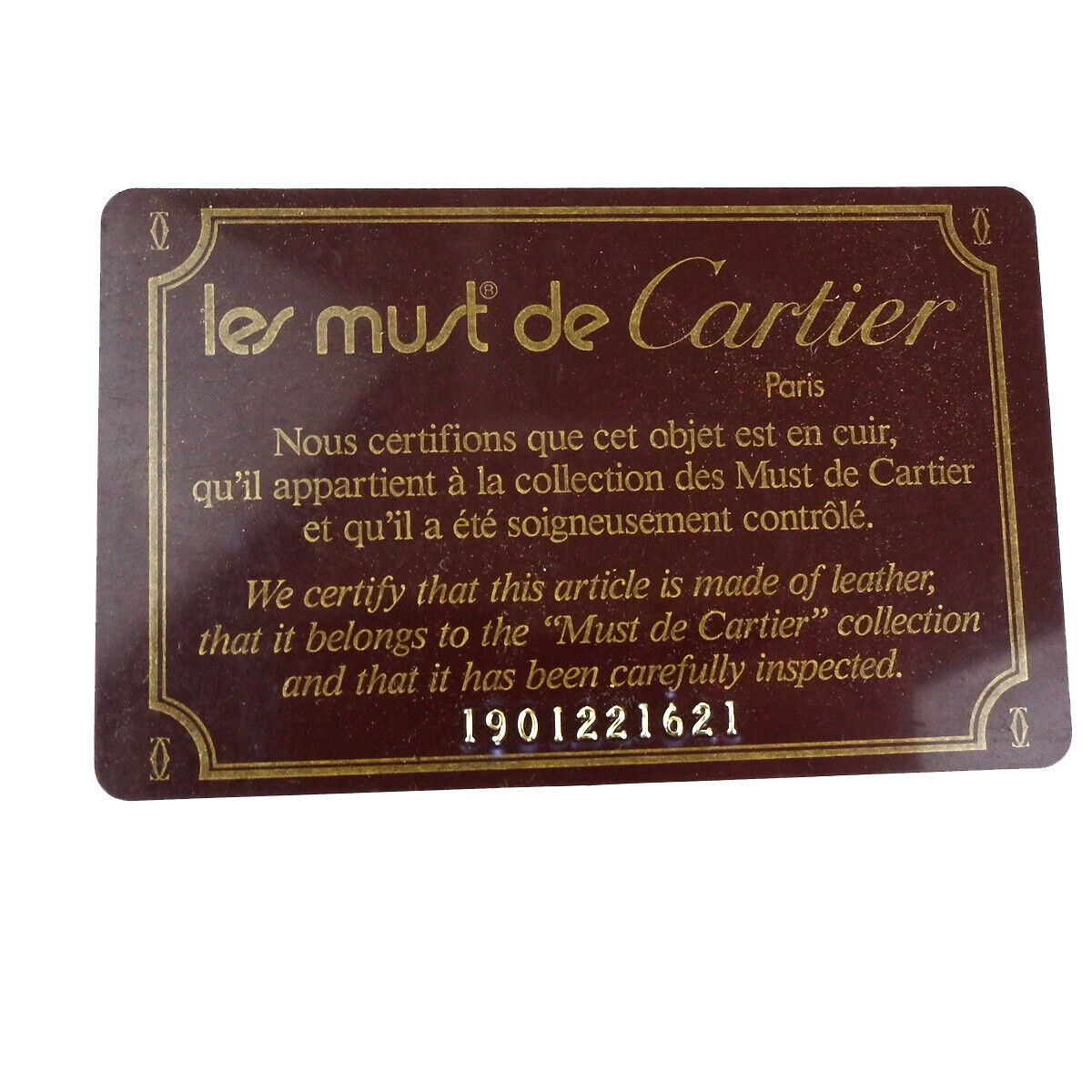 MUST DE CARTIER 2C Logo Hand Bag Leather Bordeaux GHW Spain 09YG298