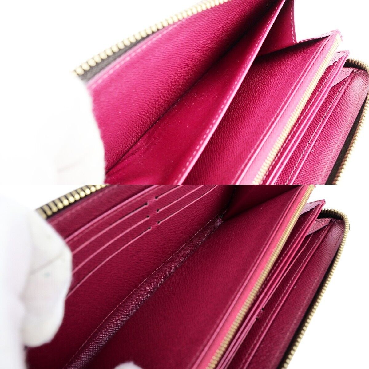 LOUIS VUITTON Zippy Long Wallet Monogram Leather Brown Fuchsia M41895 10EB840