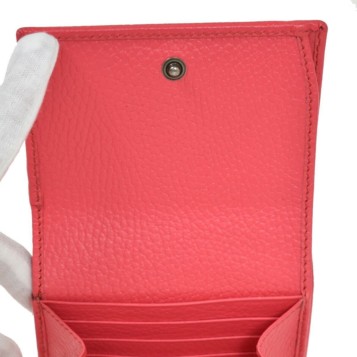 GUCCI Marmot GG Logos Bifold Wallet Purse Leather Pink Made In Italy 85RG026